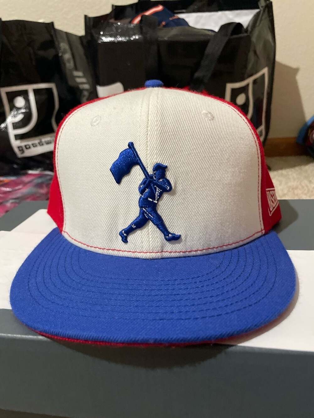 Baseballism Flagman 2.0 Red White and Blue Fitted Hat Size 7 5/8